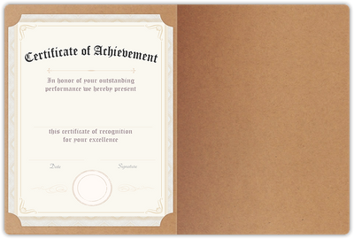 Jute Vellum 80lb 9 1/2 x 12 Landscape or Portrait Certificate Holders with Rounded Corner Slits