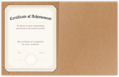 Jute Vellum 80lb 9 1/2 x 12 Landscape or Portrait Certificate Holders with Square Corner Slits (Holds 8 1/2 x 11 Certificate)