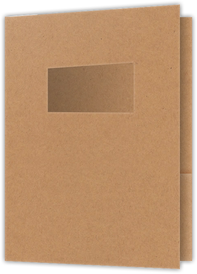 Jute Vellum 80lb 9 x 12 Two Pocket Folders with 4 Inch Pockets and 2 x 4 Window