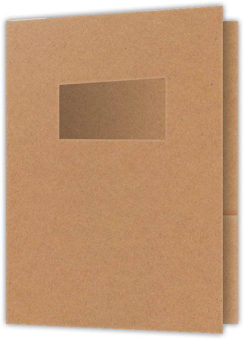 Jute Vellum 80lb 9 x 12 Two Pocket Folders with 4 Inch Pockets and 2 x 4 Window
