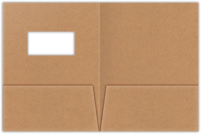 Jute Vellum 80lb 9 x 12 Two Pocket Folders with 4 Inch Pockets and 2 x 4 Window