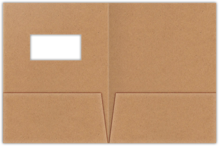 Jute Vellum 80lb 9 x 12 Two Pocket Folders with 4 Inch Pockets and 2 x 4 Window