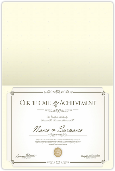 Vanilla Vellum 80lb 9 1/2 x 12 Landscape or Portrait Certificate Holders with Rounded Corner Slits