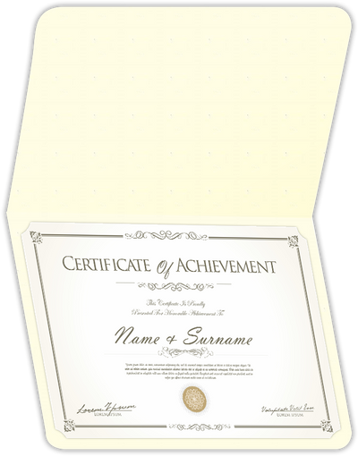 Vanilla Vellum 80lb 9 1/2 x 12 Landscape or Portrait Certificate Holders with Rounded Corner Slits