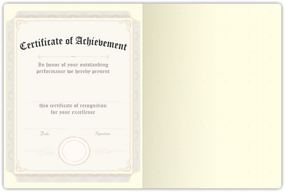 Vanilla Vellum 80lb 9 1/2 x 12 Landscape or Portrait Certificate Holders with Rounded Corner Slits