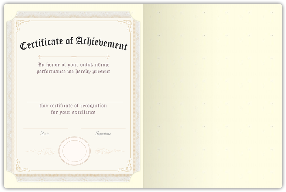 Vanilla Vellum 80lb 9 1/2 x 12 Landscape or Portrait Certificate Holders with Rounded Corner Slits