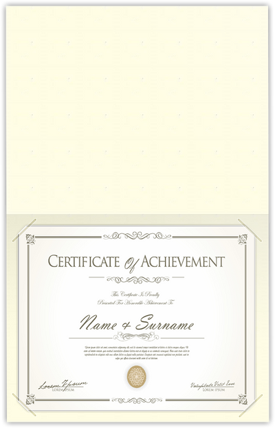 Vanilla Vellum 80lb 9 1/2 x 12 Landscape or Portrait Certificate Holders with Square Corner Slits (Holds 8 1/2 x 11 Certificate)