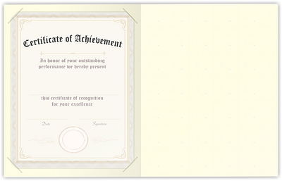Vanilla Vellum 80lb 9 1/2 x 12 Landscape or Portrait Certificate Holders with Square Corner Slits (Holds 8 1/2 x 11 Certificate)
