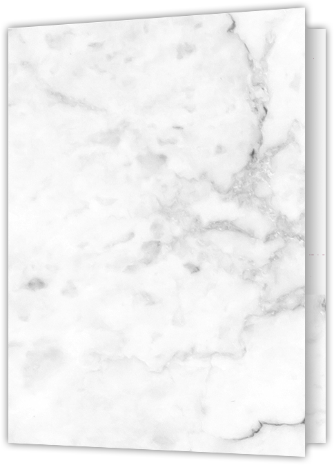 White with Ash Gray Marble Semi-Gloss 14pt C1S 9 x 12 Two Pocket Folders with 4 Inch Pockets