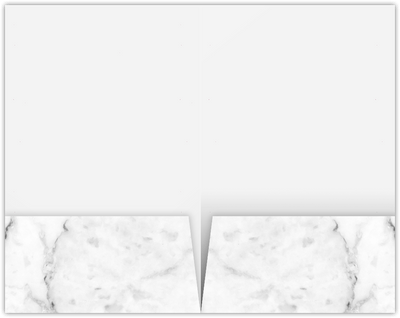 White with Ash Gray Marble Semi-Gloss 14pt C1S 6 x 9 Two Pocket Half Size Folders with 3 Inch Pockets
