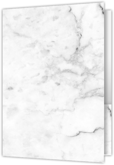 White with Ash Gray Marble Semi-Gloss 14pt C1S 6 x 9 Two Pocket Half Size Folders with 3 Inch Pockets