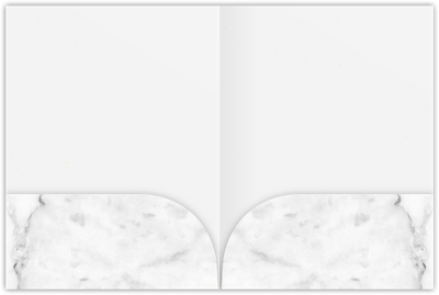 White with Ash Gray Marble Semi-Gloss 14pt C1S 9 x 12 Two Pocket Folders with 4 Inch Curved Pockets