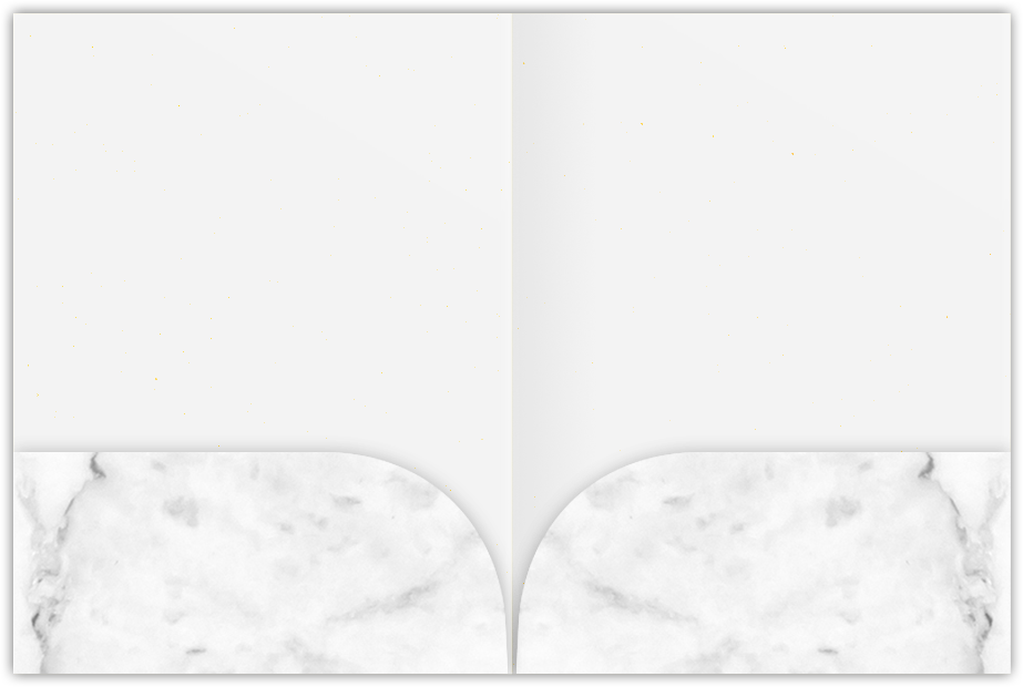 White with Ash Gray Marble Semi-Gloss 14pt C1S 9 x 12 Two Pocket Folders with 4 Inch Curved Pockets