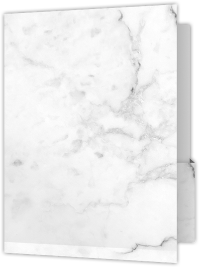 White with Ash Gray Marble Semi-Gloss 14pt C1S 9 x 12 Two Pocket Folders with 4 1/4 Inch Deep Box Pockets and 1/4 Inch Expansion with Double Score Spine