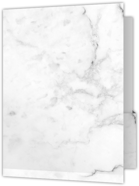 White with Ash Gray Marble Semi-Gloss 14pt C1S 9 x 12 Two Pocket Folders with 4 1/4 Inch Deep Box Pockets and 1/4 Inch Expansion with Double Score Spine