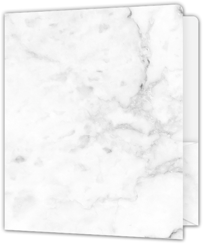 White with Ash Gray Marble Semi-Gloss 14pt C1S 9 x 12 Two Pocket Round Corner Folders with 4 1/4 Inch Pocket