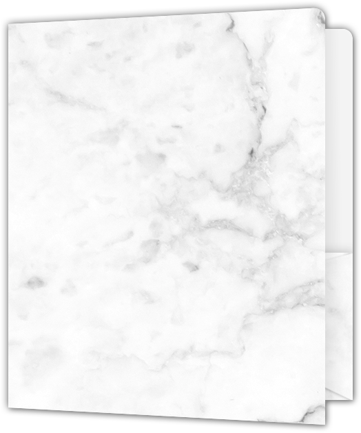 White with Ash Gray Marble Semi-Gloss 14pt C1S 9 x 12 Two Pocket Round Corner Folders with 4 1/4 Inch Pocket