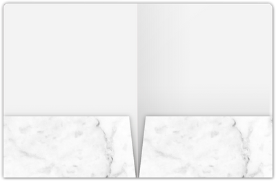 White with Ash Gray Marble Semi-Gloss 14pt C1S 9 x 12 Two Pocket Round Corner Folders with 4 1/4 Inch Pocket