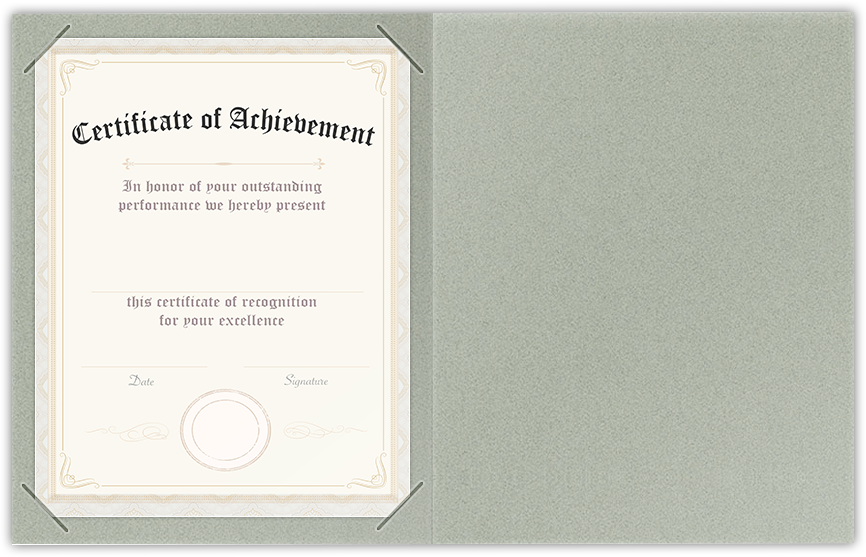 Granite Felt 80lb 9 1/2 x 12 Landscape or Portrait Certificate Holders with Square Corner Slits (Holds 8 1/2 x 11 Certificate)