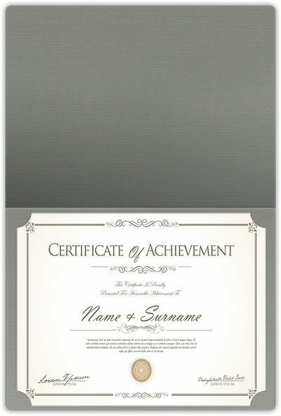 Sterling Gray Linen 100lb 9 1/2 x 12 Landscape or Portrait Certificate Holders with Rounded Corner Slits