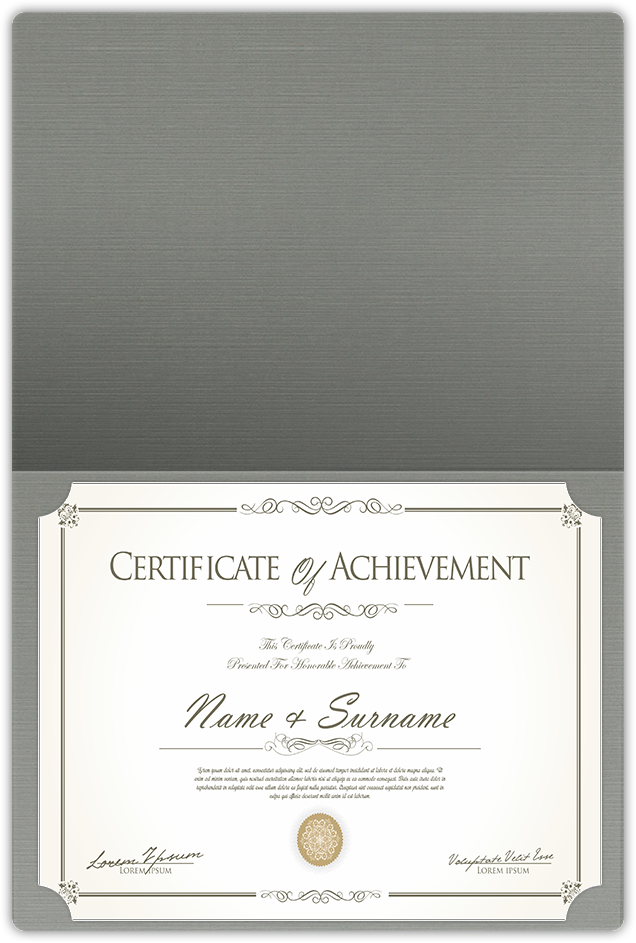 Sterling Gray Linen 100lb 9 1/2 x 12 Landscape or Portrait Certificate Holders with Rounded Corner Slits