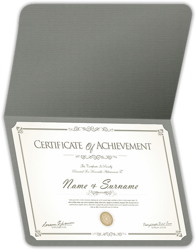 Sterling Gray Linen 100lb 9 1/2 x 12 Landscape or Portrait Certificate Holders with Rounded Corner Slits