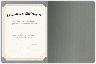 Sterling Gray Linen 100lb 9 1/2 x 12 Landscape or Portrait Certificate Holders with Rounded Corner Slits