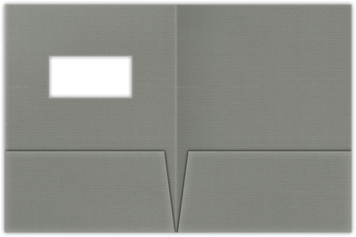 Sterling Gray Linen 100lb 9 x 12 Two Pocket Folders with 4 Inch Pockets and 2 x 4 Window
