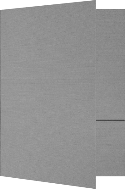 Sterling Gray Linen 100lb 6 x 9 Two Pocket Half Size Folders with 3 Inch Pockets