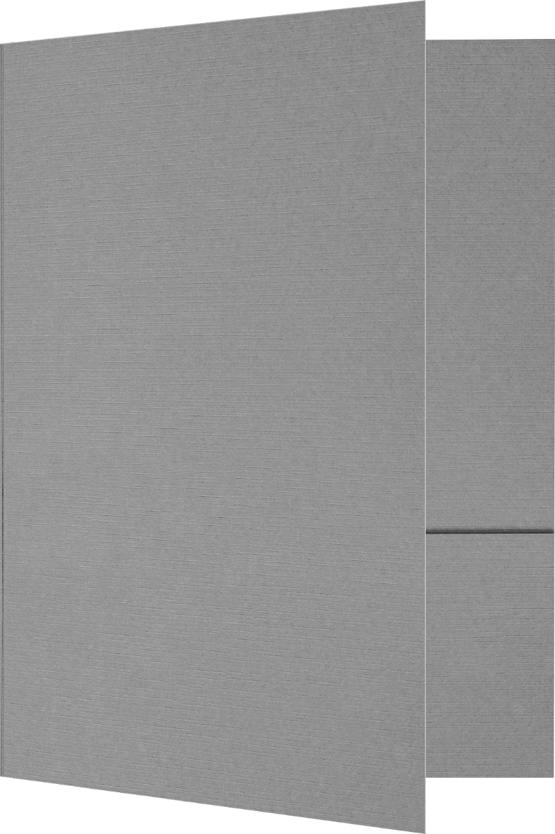 Sterling Gray Linen 100lb 6 x 9 Two Pocket Half Size Folders with 3 Inch Pockets