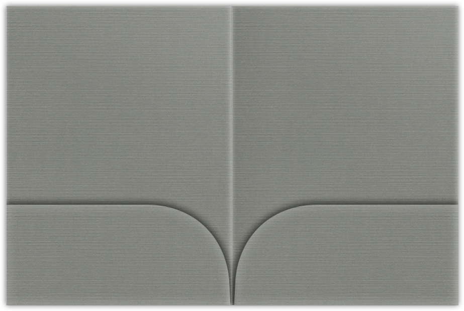 Sterling Gray Linen 100lb 9 x 12 Two Pocket Folders with 4 Inch Curved Pockets