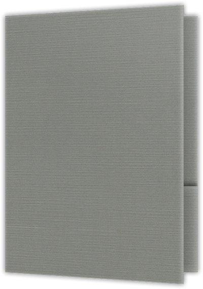 Sterling Gray Linen 100lb 9 x 12 Two Pocket Folders with 4 Inch Curved Pockets