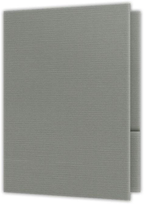Sterling Gray Linen 100lb 9 x 12 Two Pocket Folders with 4 Inch Curved Pockets
