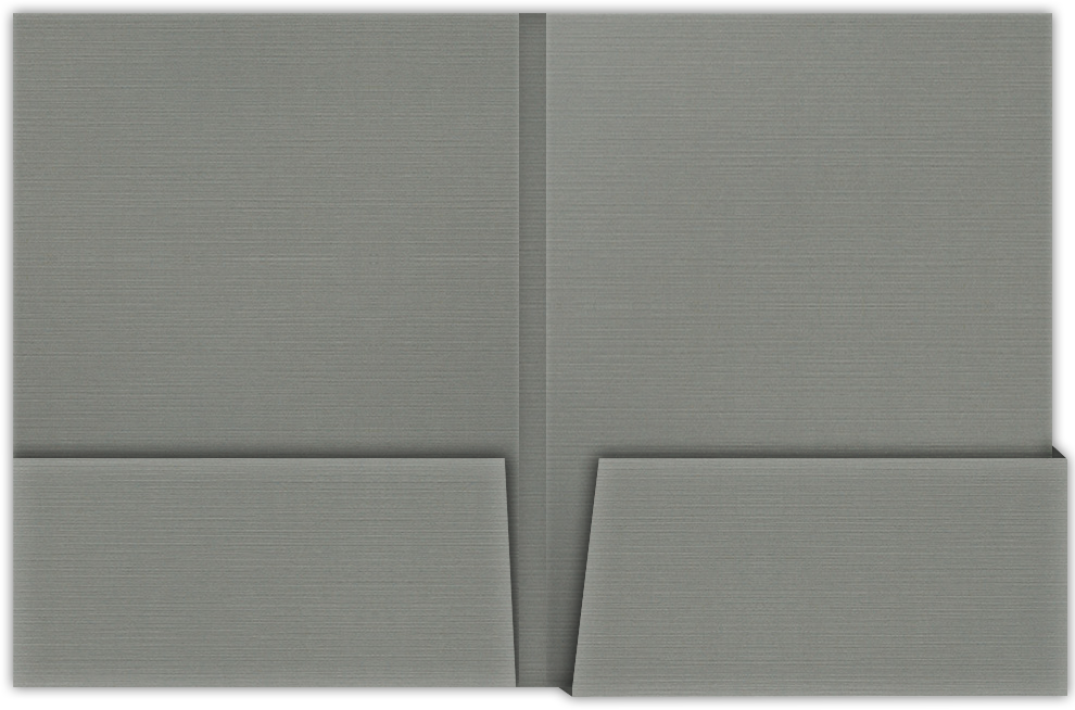 Sterling Gray Linen 100lb 9 x 12 Two Pocket Folders with 4 1/4 Inch Deep Box Pockets and 1/4 Inch Expansion with Double Score Spine