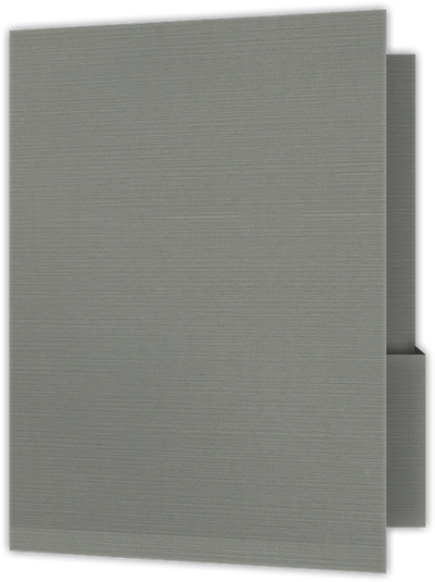 Sterling Gray Linen 100lb 9 x 12 Two Pocket Folders with 4 1/4 Inch Deep Box Pockets and 1/4 Inch Expansion with Double Score Spine