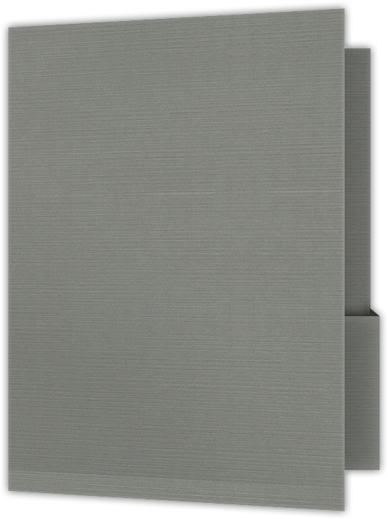 Sterling Gray Linen 100lb 9 x 12 Two Pocket Folders with 4 1/4 Inch Deep Box Pockets and 1/4 Inch Expansion with Double Score Spine