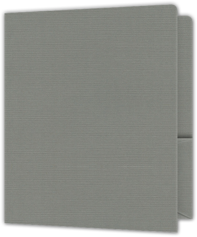 Sterling Gray Linen 100lb 9 x 12 Two Pocket Round Corner Folders with 4 1/4 Inch Pocket