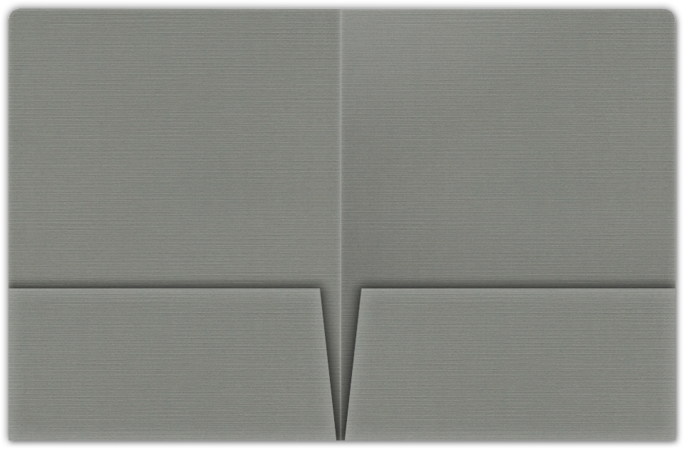 Sterling Gray Linen 100lb 9 x 12 Two Pocket Round Corner Folders with 4 1/4 Inch Pocket