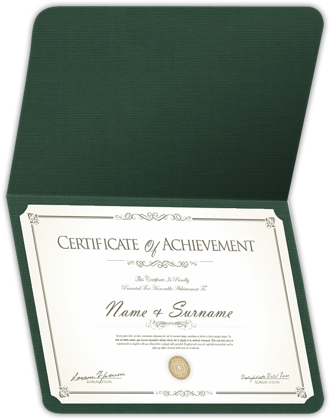 Deep Pine Linen 100lb 9 1/2 x 12 Landscape or Portrait Certificate Holders with Rounded Corner Slits