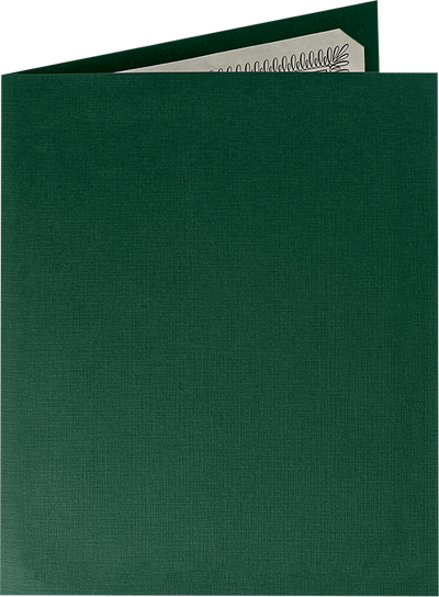 Deep Pine Linen 100lb 9 1/2 x 12 Landscape or Portrait Certificate Holders with Square Corner Slits (Holds 8 1/2 x 11 Certificate)
