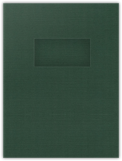 Deep Pine Linen 100lb 9 x 12 Two Pocket Folders with 4 Inch Pockets and 2 x 4 Window