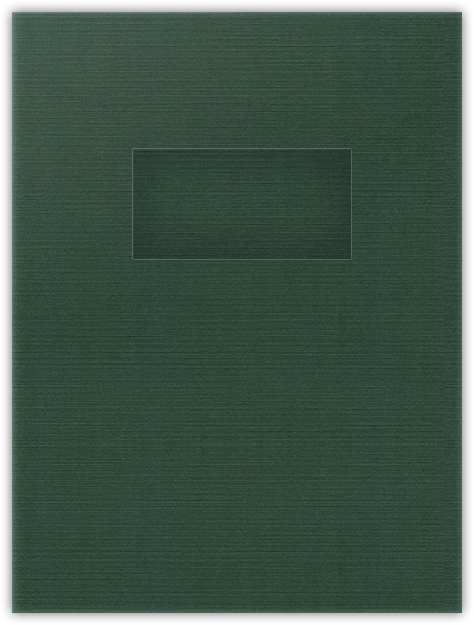 Deep Pine Linen 100lb 9 x 12 Two Pocket Folders with 4 Inch Pockets and 2 x 4 Window