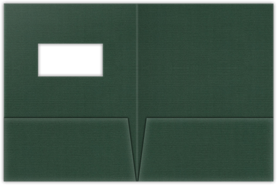 Deep Pine Linen 100lb 9 x 12 Two Pocket Folders with 4 Inch Pockets and 2 x 4 Window