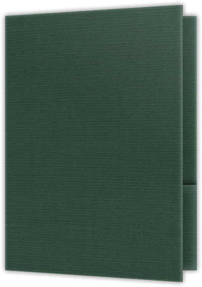 Deep Pine Linen 100lb 9 x 12 Two Pocket Folders with 4 Inch Curved Pockets