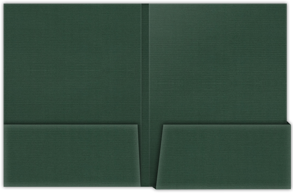 Deep Pine Linen 100lb 9 x 12 Two Pocket Folders with 4 1/4 Inch Deep Box Pockets and 1/4 Inch Expansion with Double Score Spine