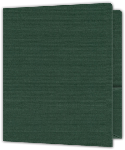 Deep Pine Linen 100lb 9 x 12 Two Pocket Round Corner Folders with 4 1/4 Inch Pocket