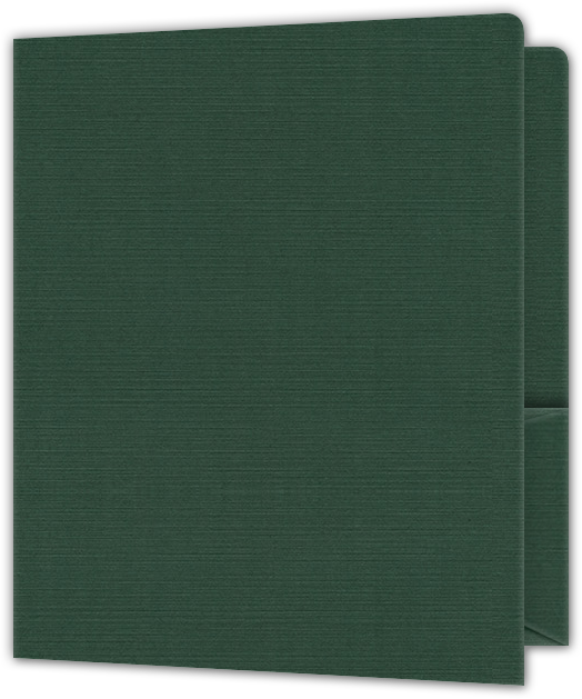 Deep Pine Linen 100lb 9 x 12 Two Pocket Round Corner Folders with 4 1/4 Inch Pocket