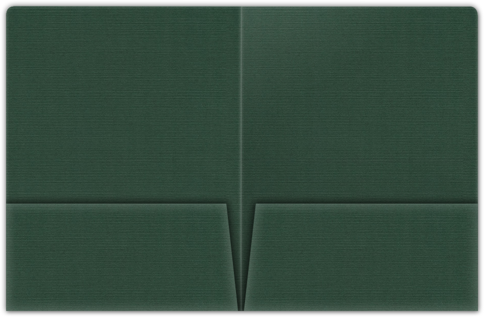 Deep Pine Linen 100lb 9 x 12 Two Pocket Round Corner Folders with 4 1/4 Inch Pocket