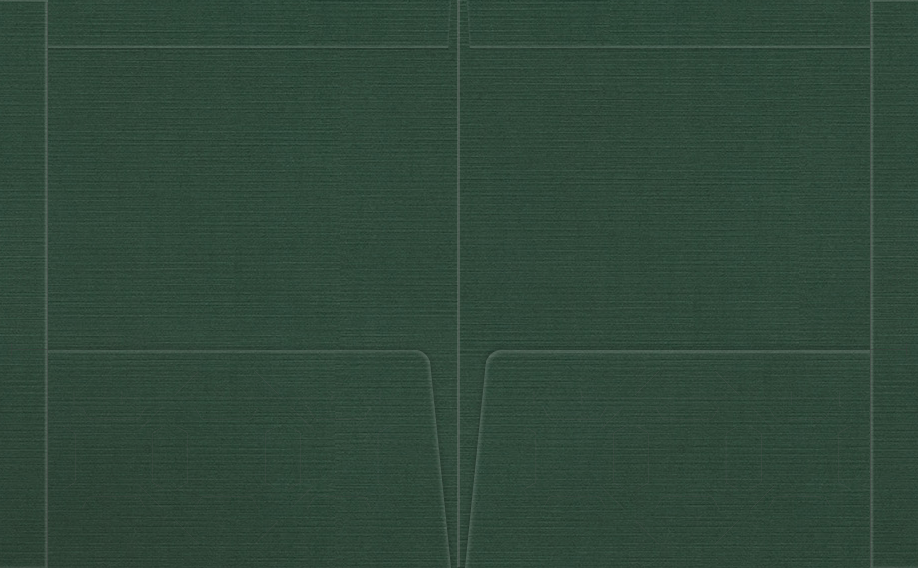 Deep Pine Linen 100lb 9 1/2 x 11 3/4 Two Pocket Folders with 4 1/2 Inch Pockets and 1 Inch Reinforced Top and Edges