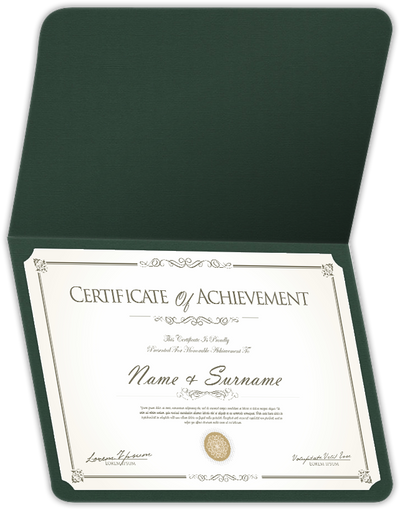 Forest Green Hopsack 90lb 9 1/2 x 12 Landscape or Portrait Certificate Holders with Rounded Corner Slits